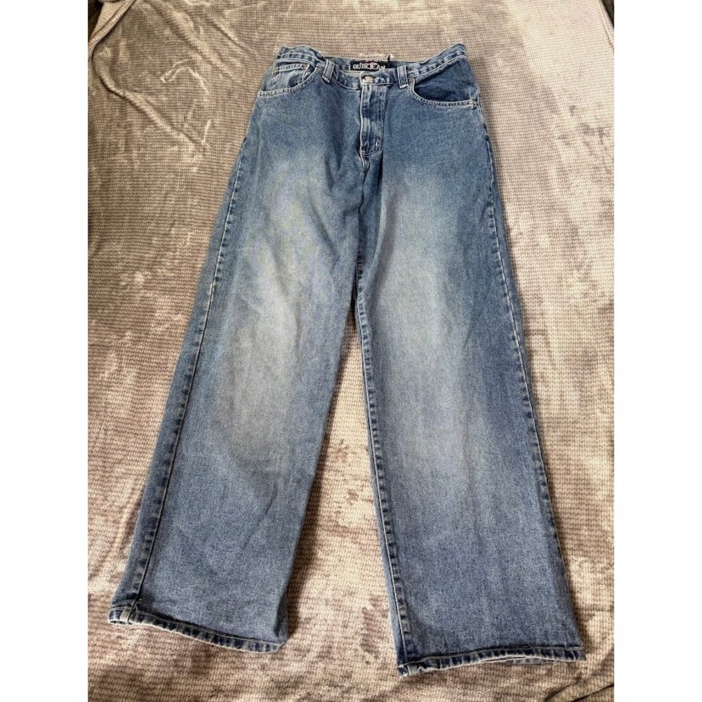 Quiksilver Quickjean Vintage 90s Mens Wide Leg Denim Jeans Medium Wash 31x30